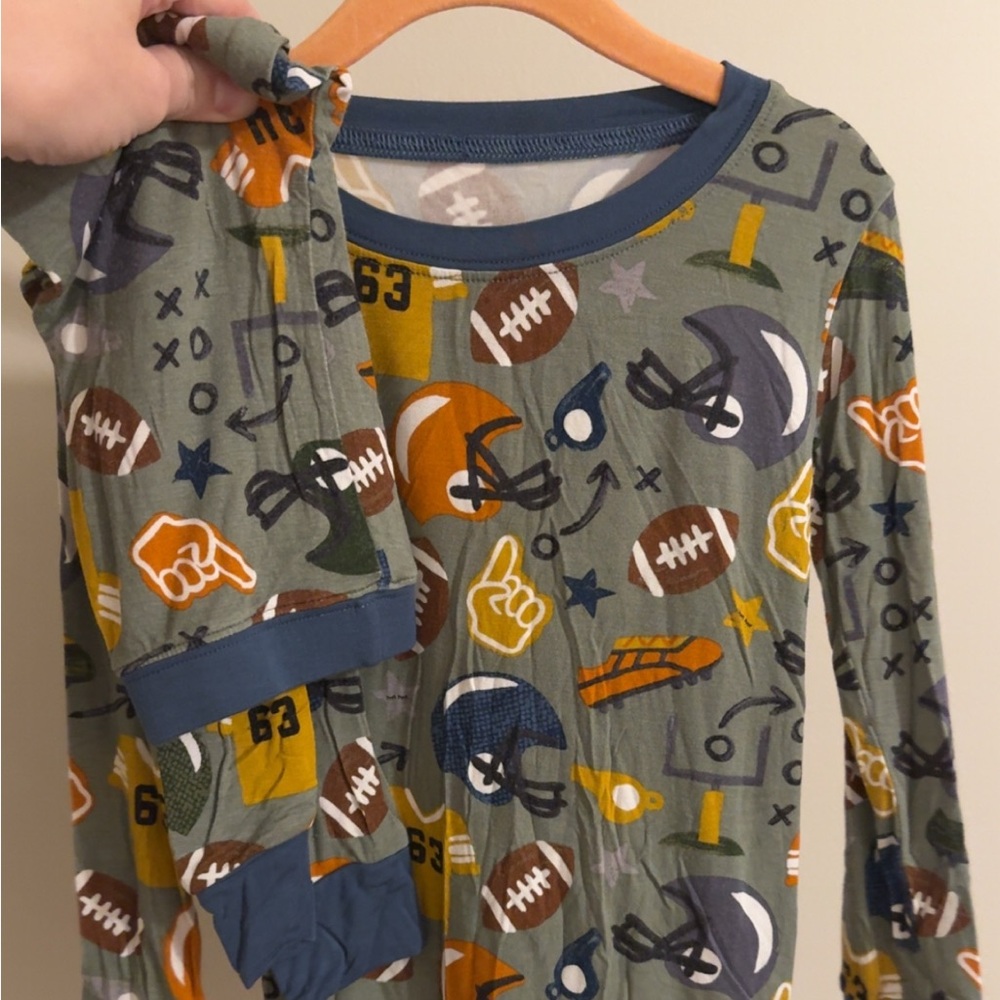 Little Sleepies Football Pajama Set - Green and Blue
